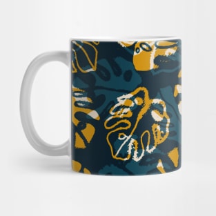 Navy Monstera Leaves Mug